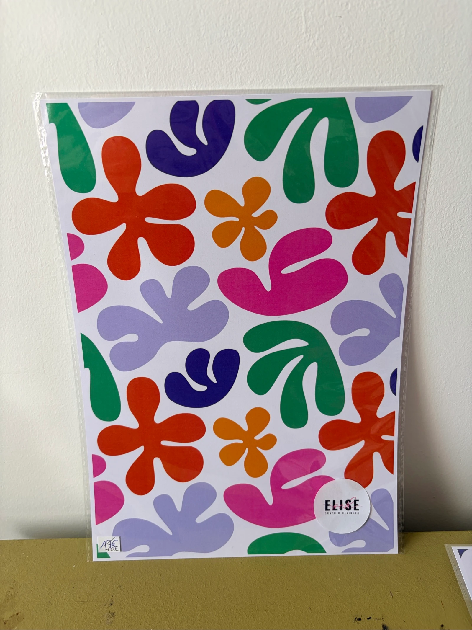 Affiche abstraite colorée – Format A4 🌸💜💚